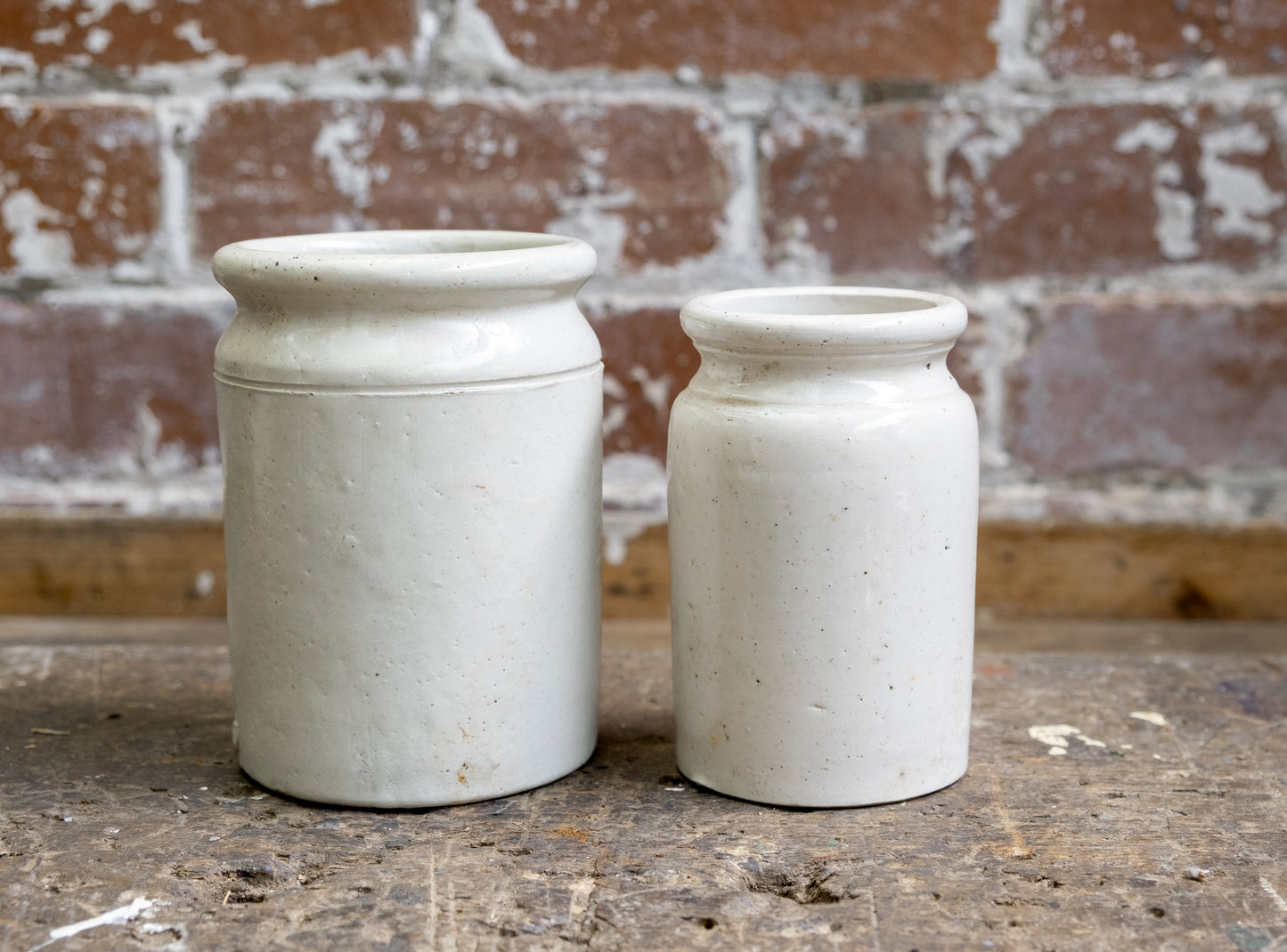 Round Top Victorian Stoneware Preserve Jars