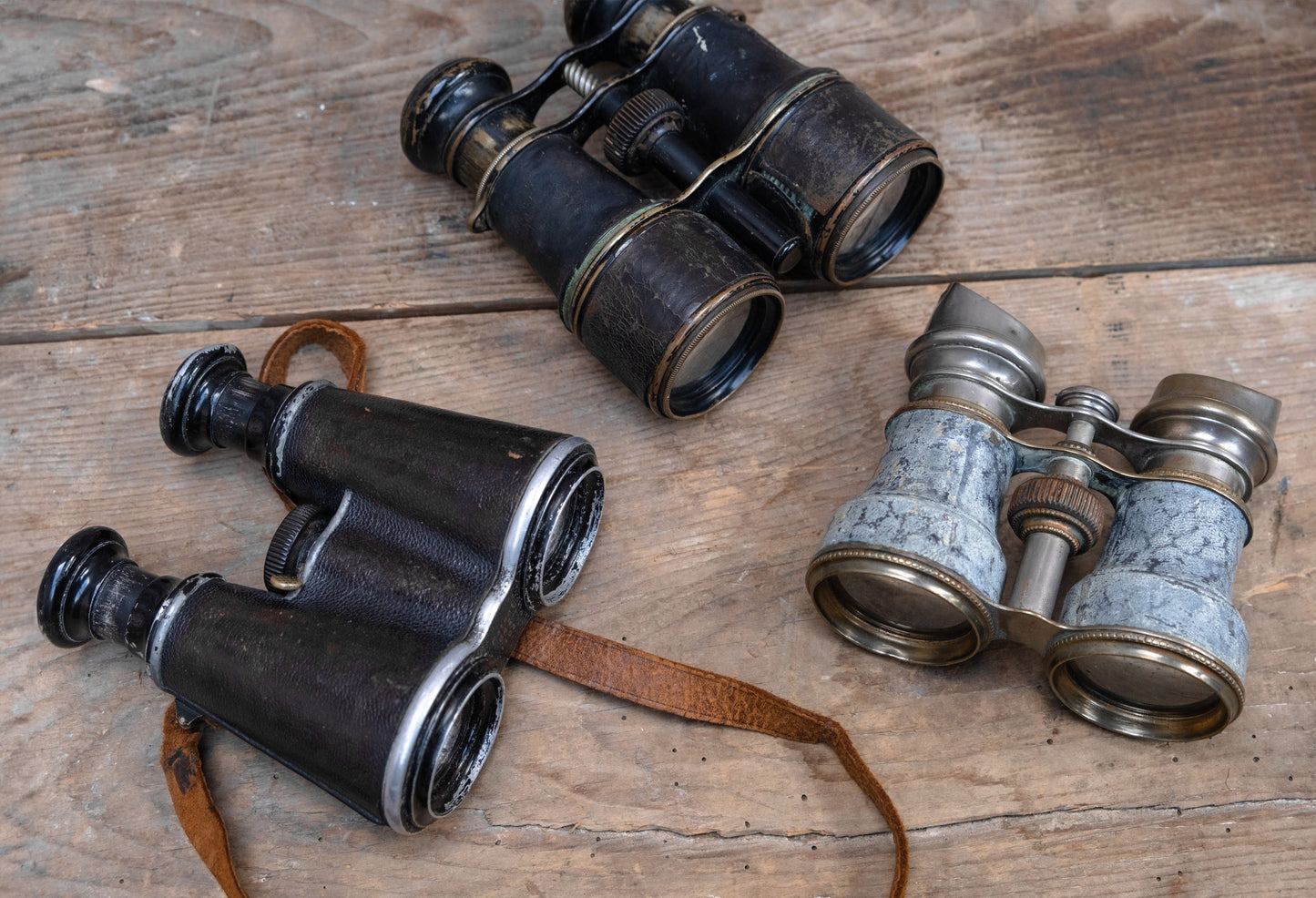 Antique Metal Binoculars with Strap