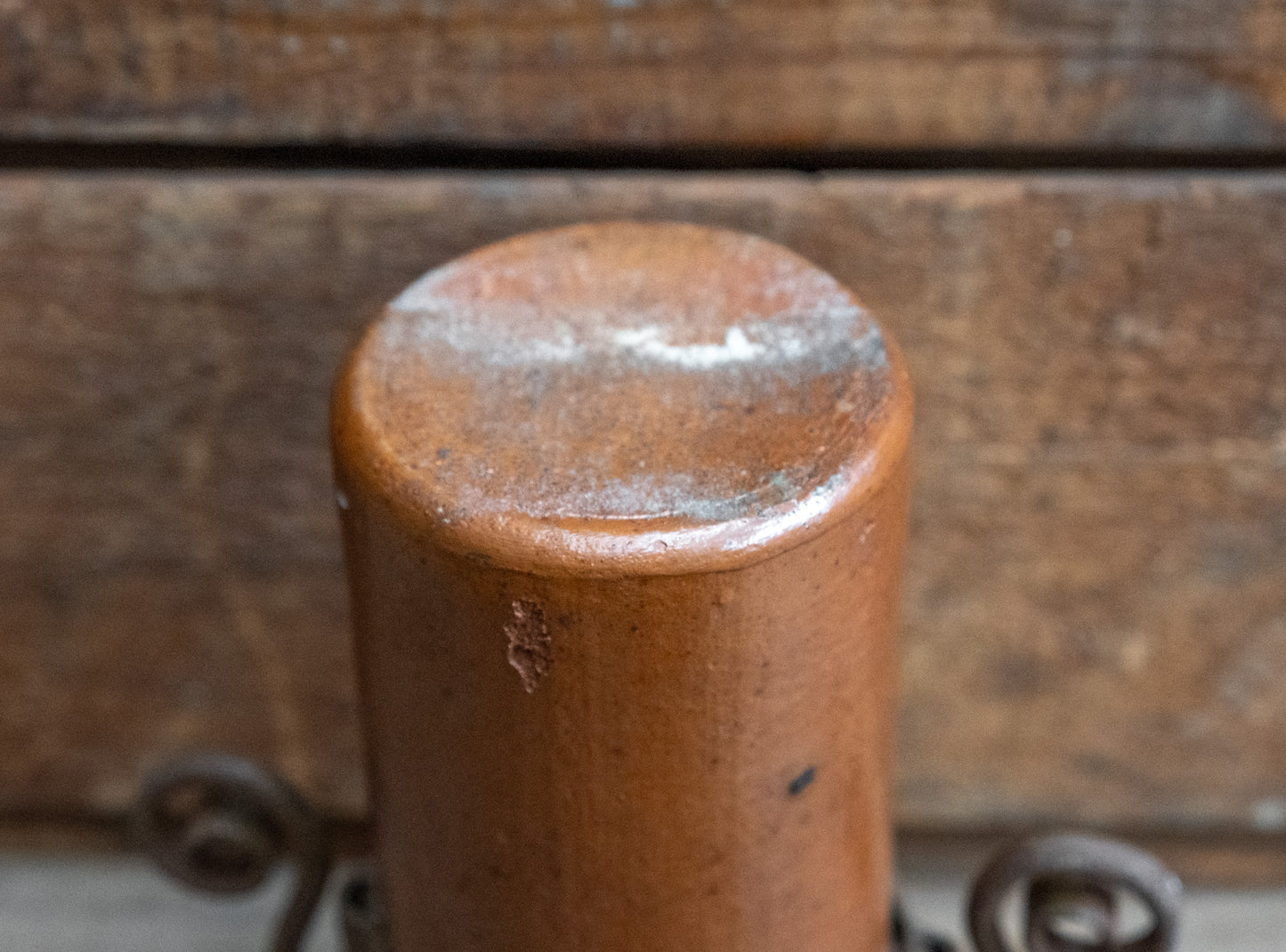 Stoneware Bottle with Metal Carrier