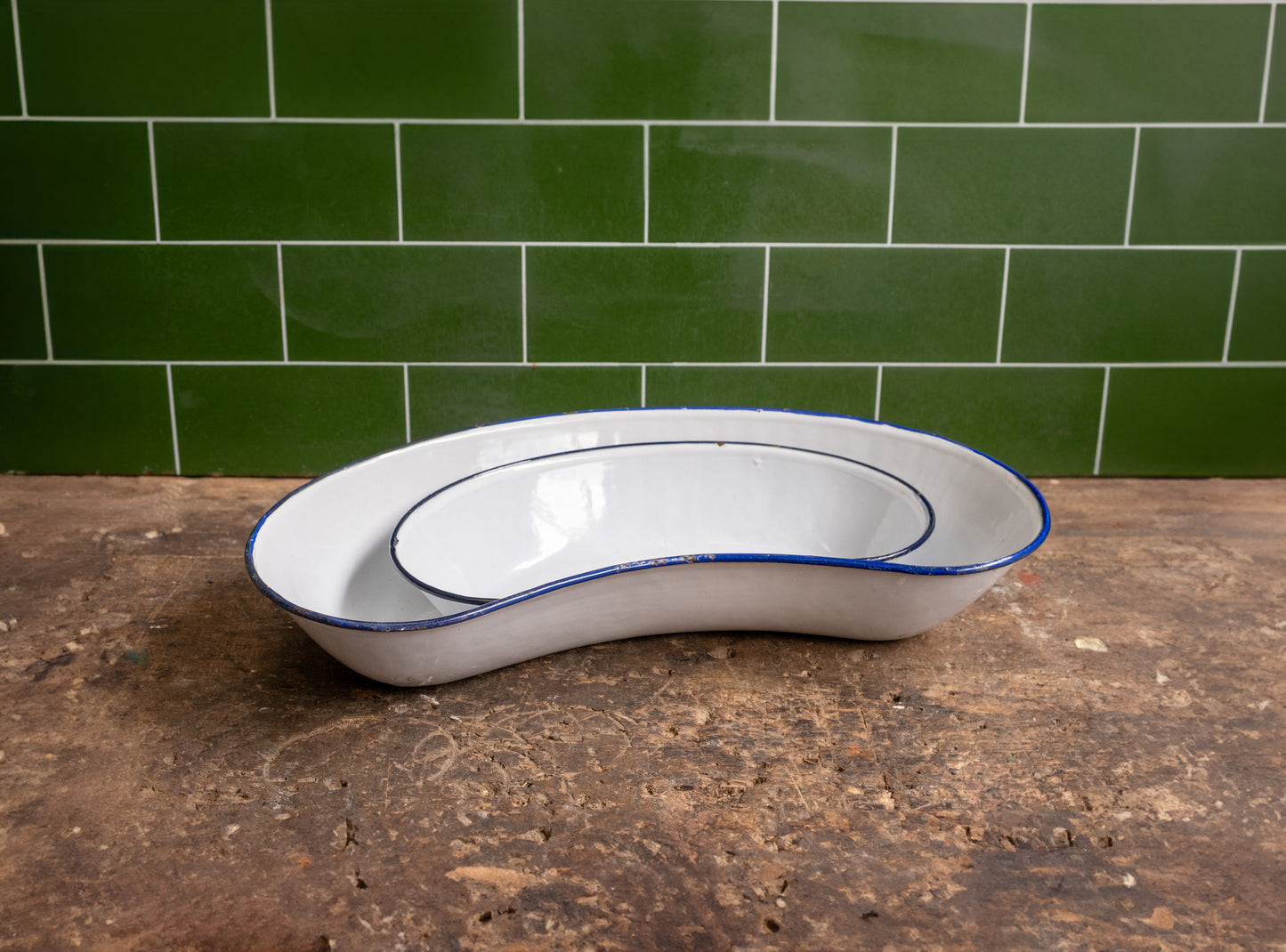 Kidney Shaped Enamelware Bowl