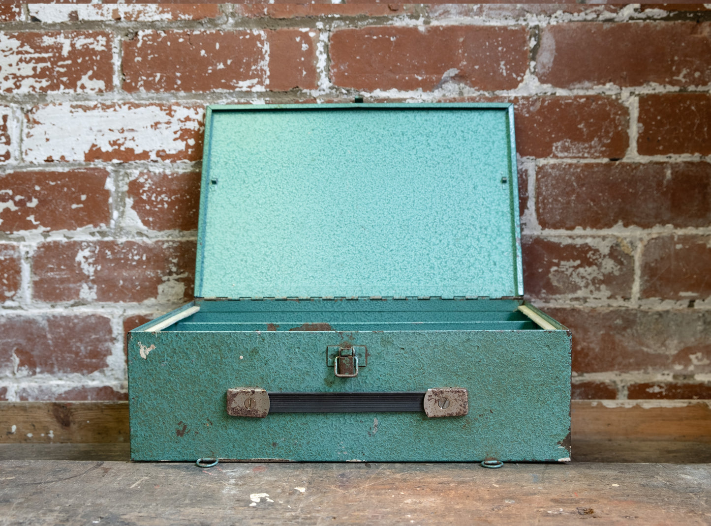 Vintage Aqua Metal Storage Box