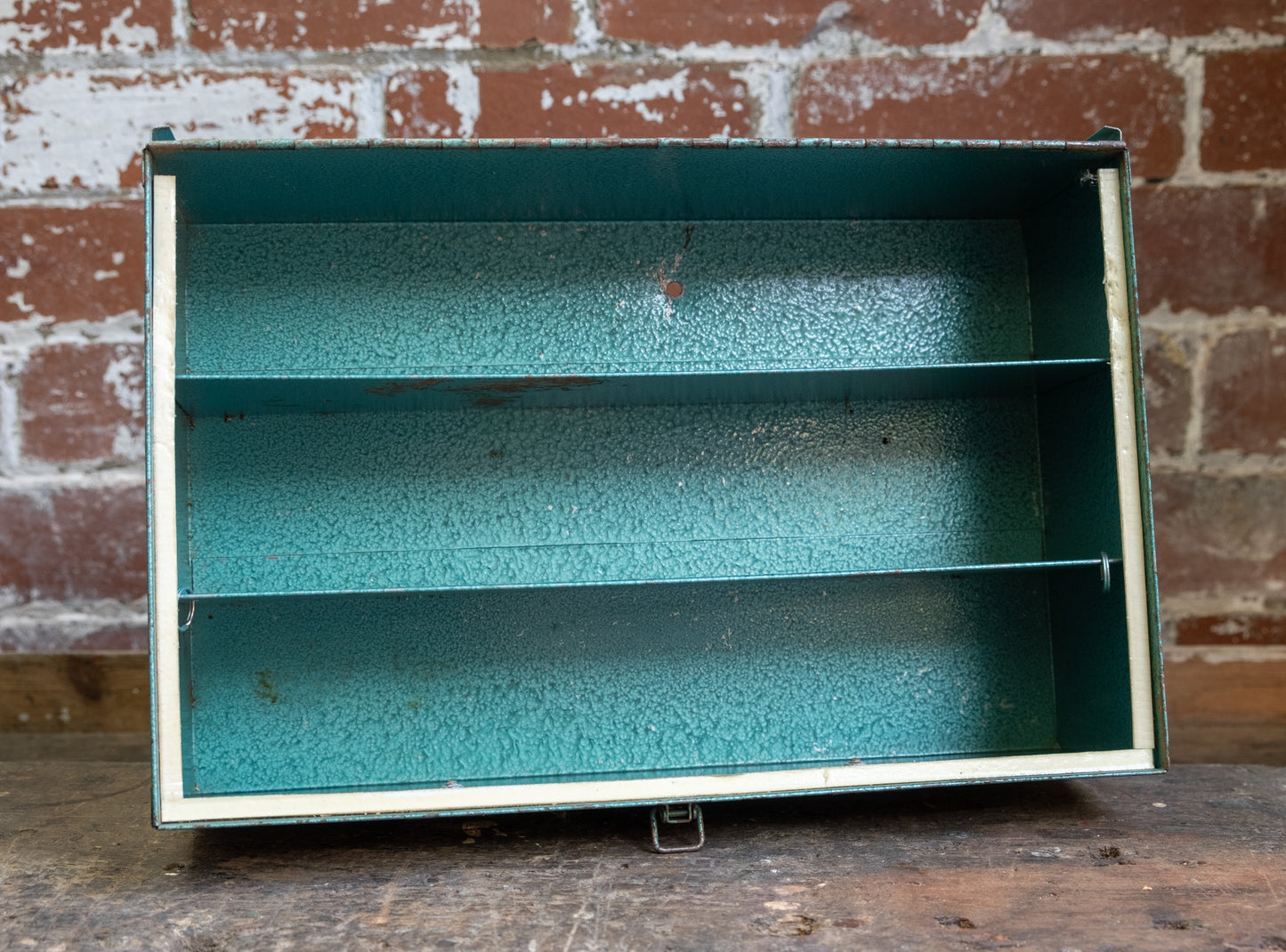 Vintage Aqua Metal Storage Box