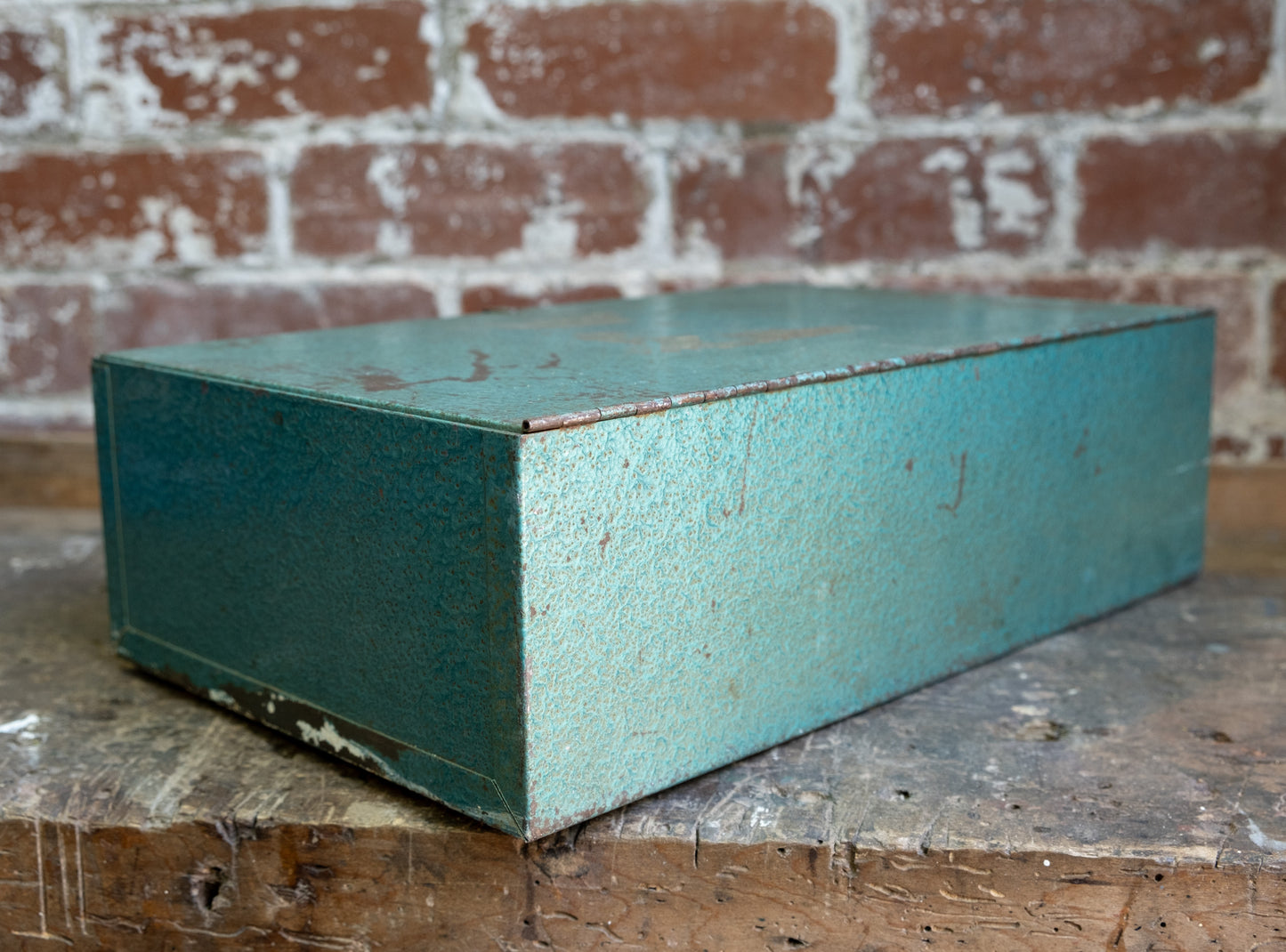 Vintage Aqua Metal Storage Box