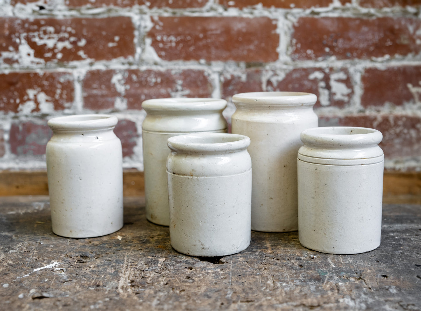 Round Top Victorian Stoneware Preserve Jars