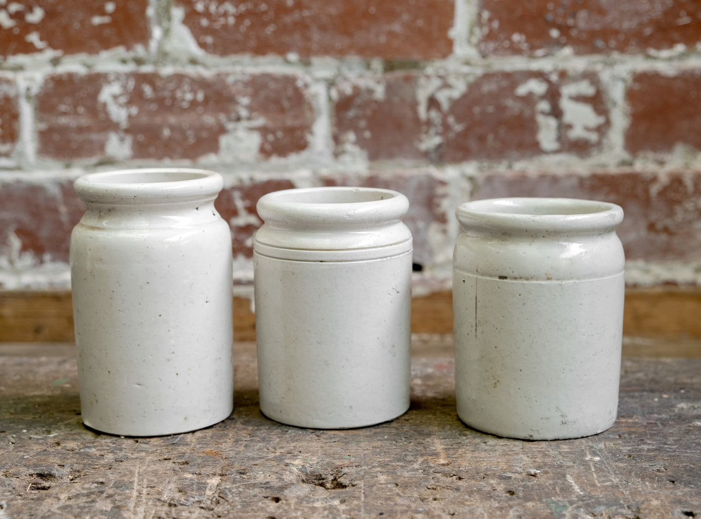 Round Top Victorian Stoneware Preserve Jars