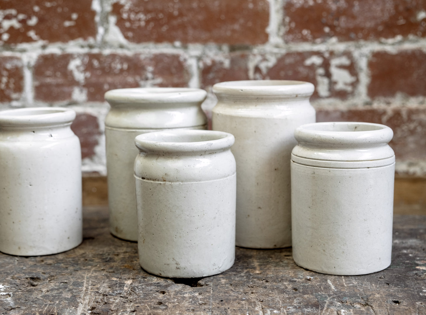 Round Top Victorian Stoneware Preserve Jars