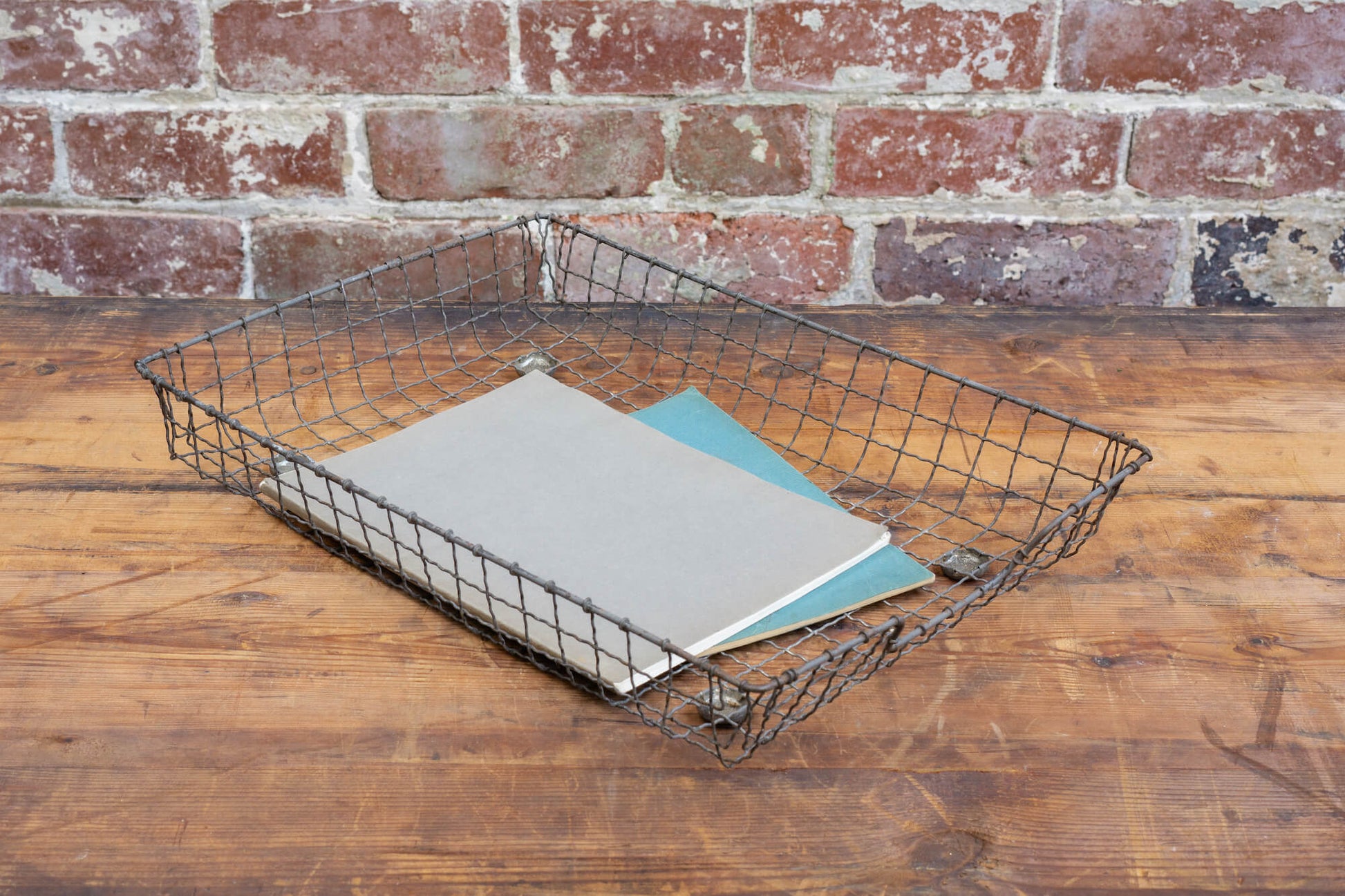 Vintage steel metal wire document tray and desk tidy 